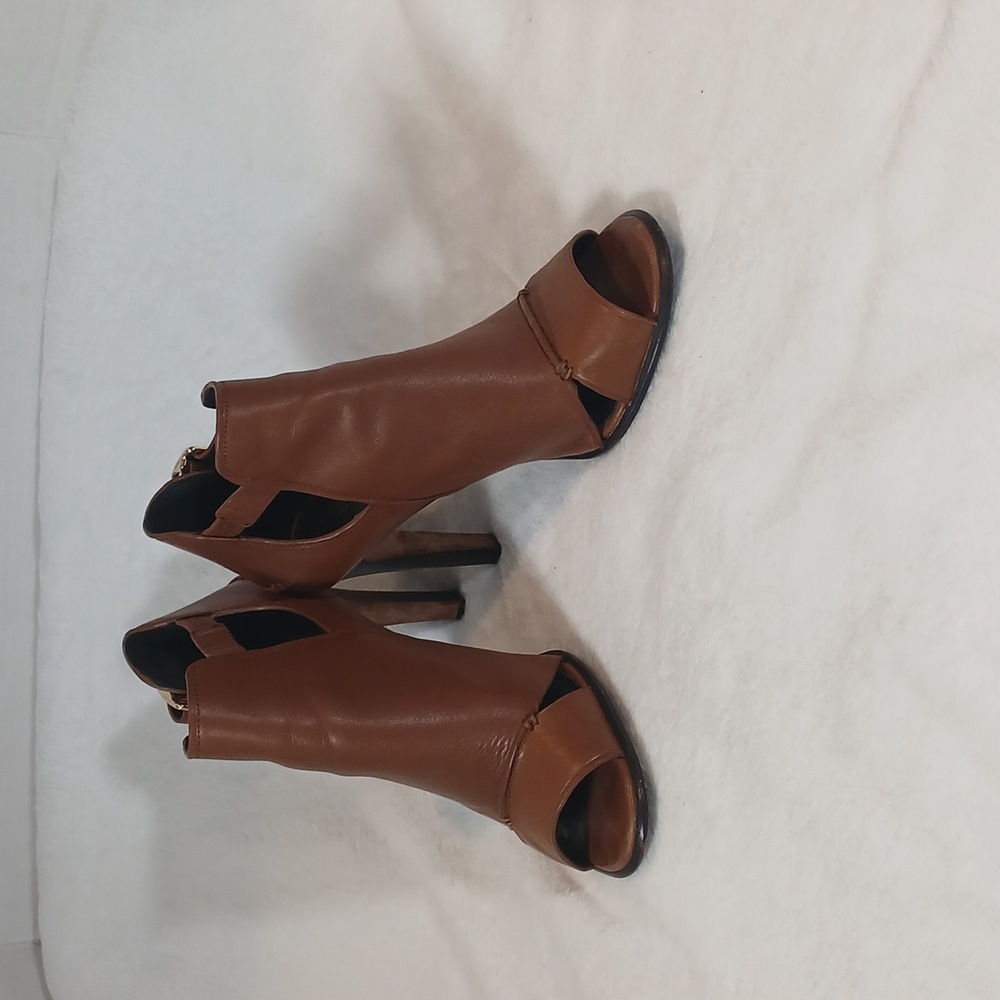 Coach Idena Brown Peep-Toe Ankle Booties Women's Sz 8.5 - Picture 5 of 12